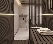 Sauna made of dark wood