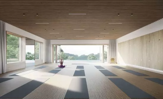 sala do ćwiczeń z widokiem na jezioro sala do ćwiczeń z widokiem na jezioro
