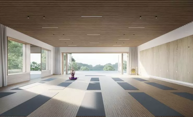 sala do ćwiczeń z widokiem na jezioro sala do ćwiczeń z widokiem na jezioro