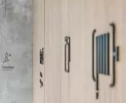 markings on the walls of the office building