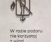 Information warning against using the elevator in case of fire
