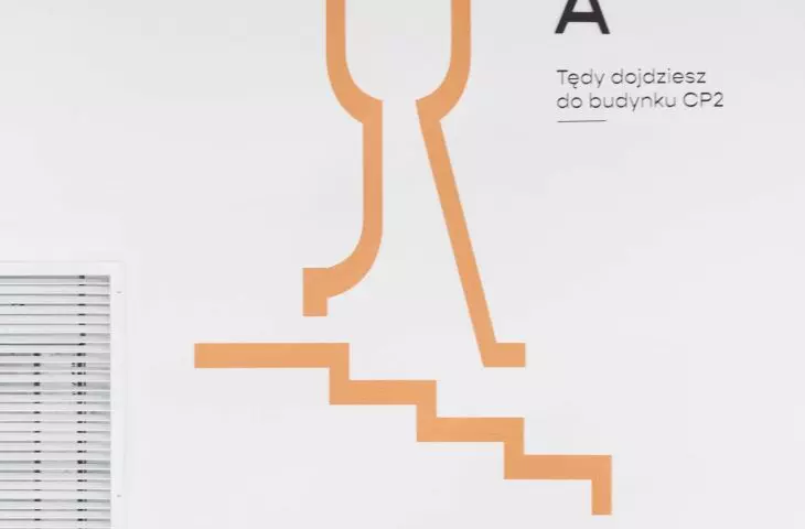 Information showing the way to the CP2 building