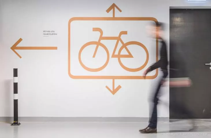 Wayfinding signage to the bike elevator
