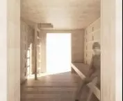 The interior of the wooden solitude