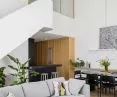 łódzki apartament składa się z wysokiej, przestronnej części mieszkalnej i antresoli
