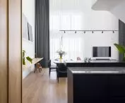widok z kuchni na salon