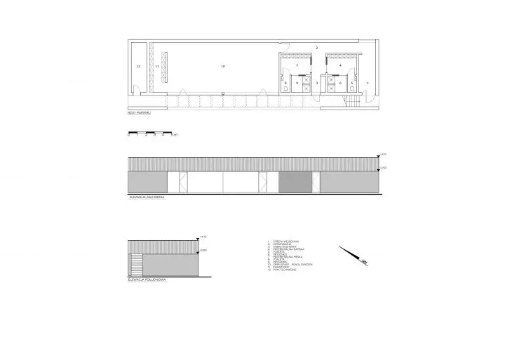 Yoga house in Portugal, floor plan and elevations