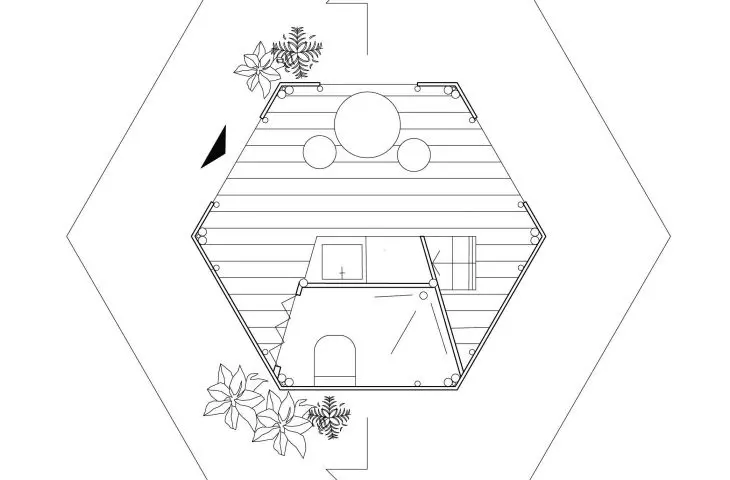 Projekt The Lotus Hut, rzut parteru