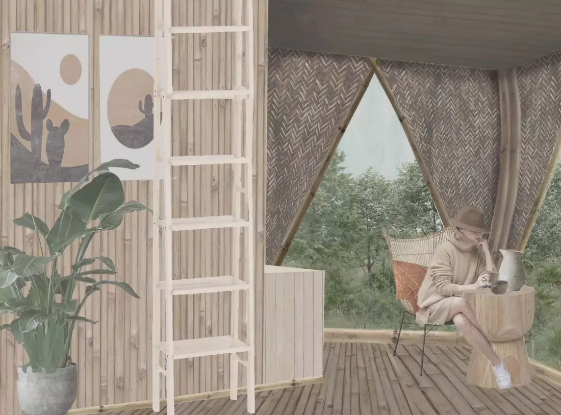 Projekt The Lotus Hut,
wnętrze chatki