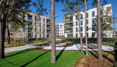 green space between buildings zielona space between buildings