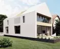 glazed facade on the garden side, on the side facade, on the south-west side, a vertical cut-out is designed 
