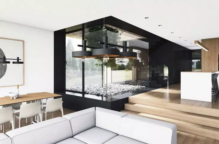 atrium pomaga doświetlić część dzienną