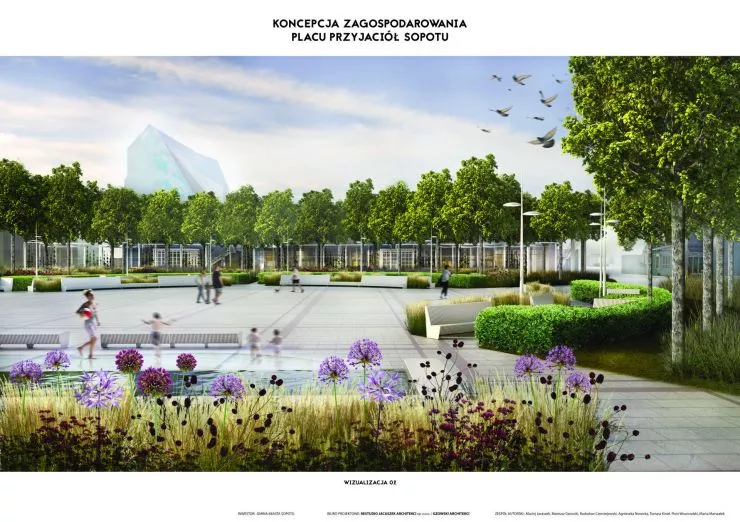 wizualizacja koncepcji zagospodarowania placu Przyjaciół Sopotu