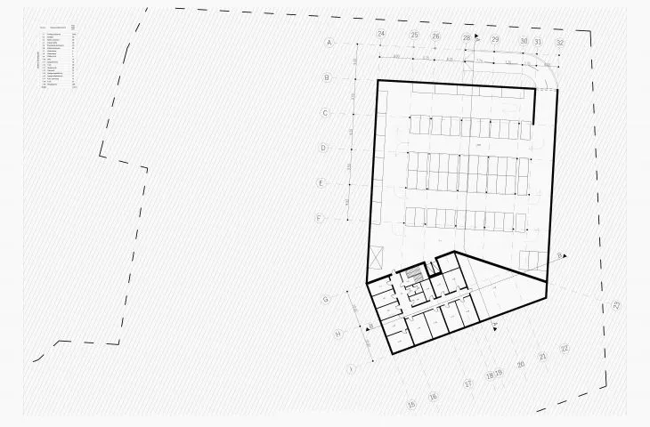 I nagroda w konkursie na projekt Centrum Opieki Geriatrycznej, rzut podziemia