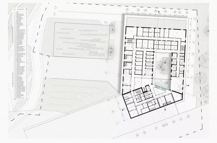 I nagroda w konkursie na projekt Centrum Opieki Geriatrycznej, rzut piętra