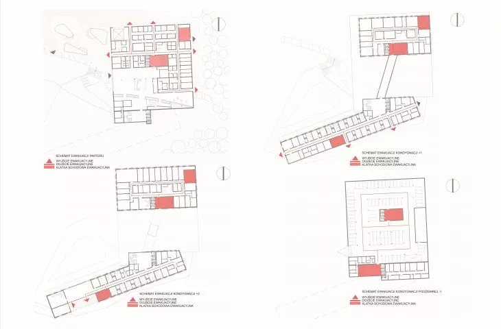 II nagroda w konkursie na projekt Centrum Opieki Geriatrycznej, ewakuacja