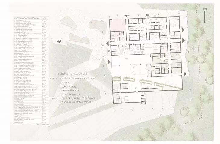 II nagroda w konkursie na projekt Centrum Opieki Geriatrycznej, rzut parteru