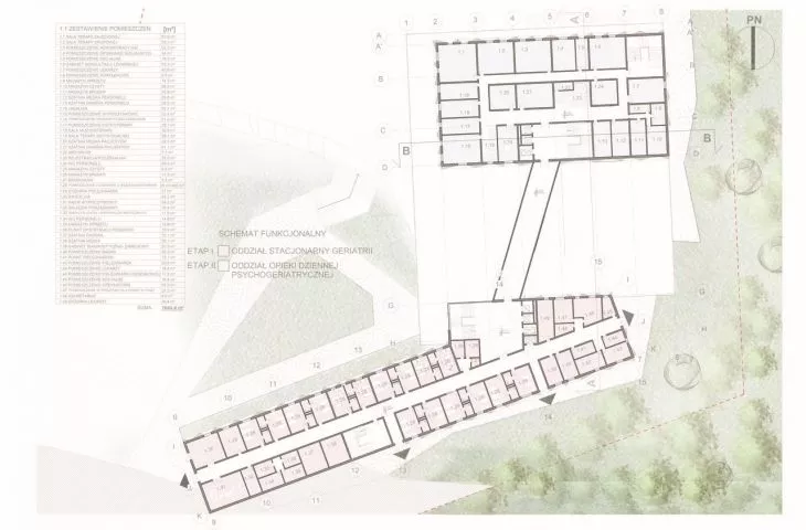 II nagroda w konkursie na projekt Centrum Opieki Geriatrycznej, rzut piętra