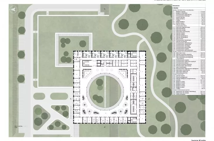 III nagroda w konkursie na projekt Centrum Opieki Geriatrycznej, rzut 2. piętra