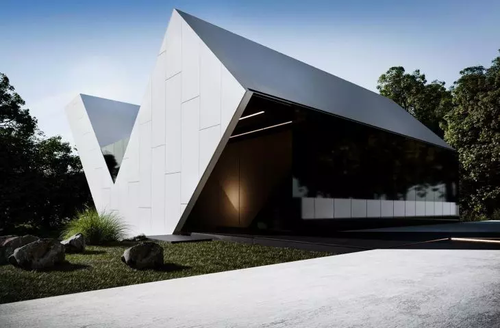 RE project: VMAX HOUSE, the facade is covered with quartz sinter
