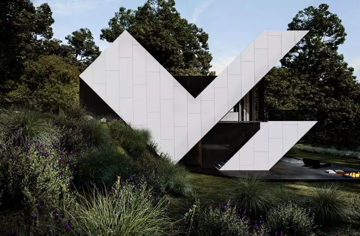 The house from the side resembles the letter V