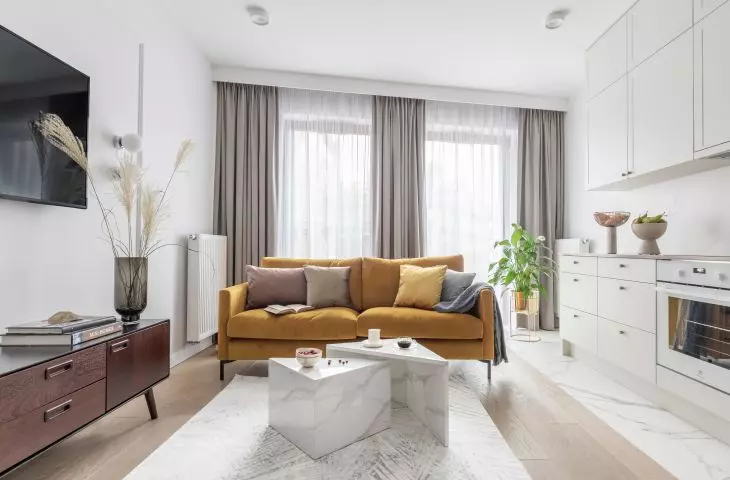 Mieszkanie w Porcie Praskim, przestrzeń salonu