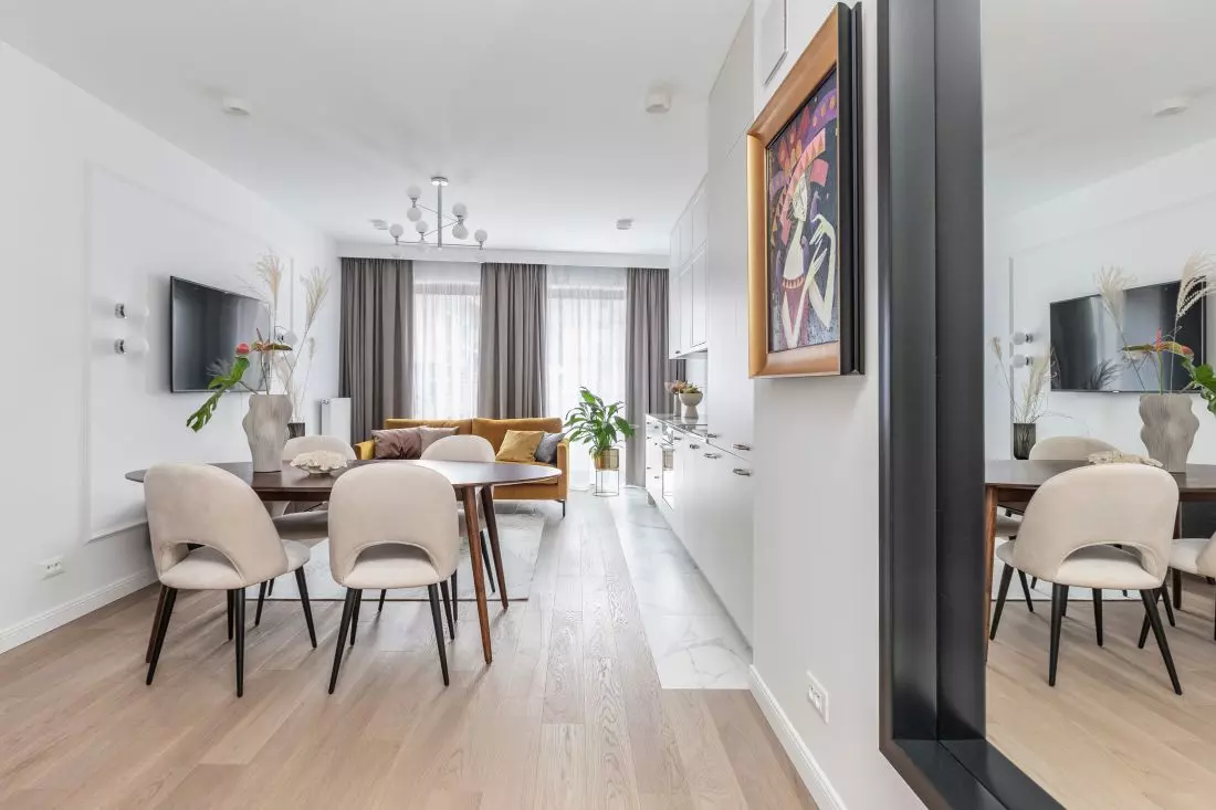 Widok na część
dzienną apartamentu