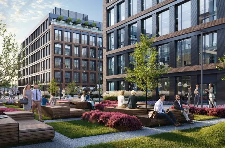 visualization of the space between office buildings