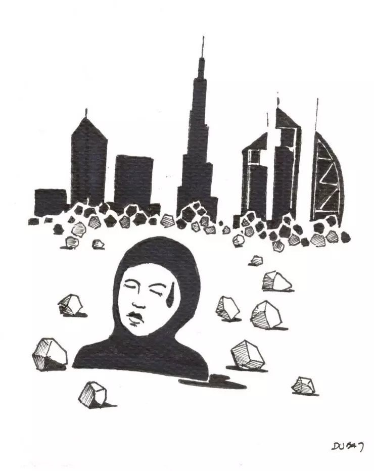 ilustracja inspirowana architekturą w Dubaju