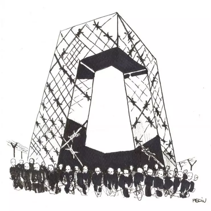 ilustracja inspirowana projektem gmachu telewizji w Pekinie pracowni OMA