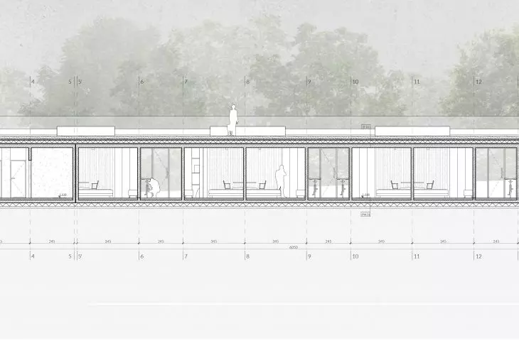Hostel for cyclists, BB cross section