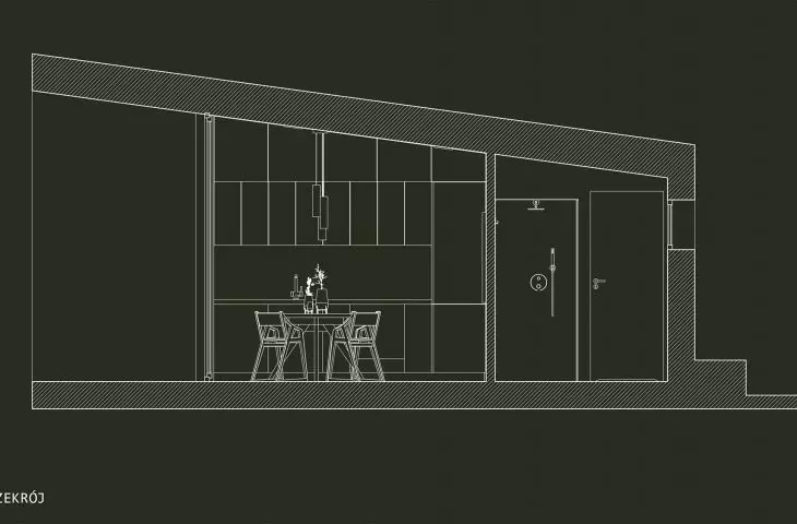 TINY HOUSES project, single-storey house cross-section