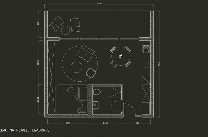 TINY HOUSES project, square plan view