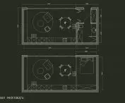 TINY HOUSES project, floor plan of a house with a mezzanine floor