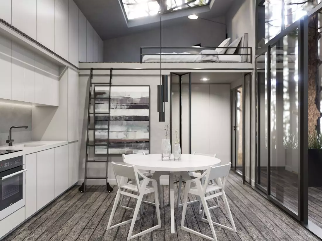 Projekt TINY HOUSES,
antresola