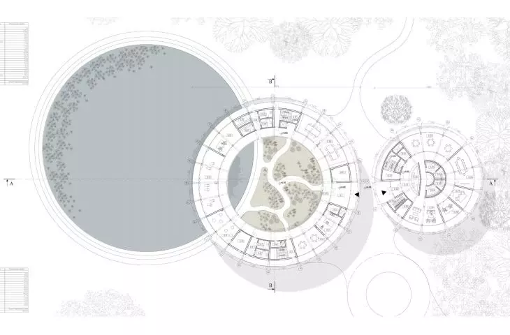 Nature therapy center, first floor plan