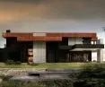 Corten Villa, a horizontal block