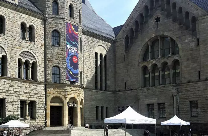 The middle part of the castle during the Ethno Port festival, view from St. Marcin Street.