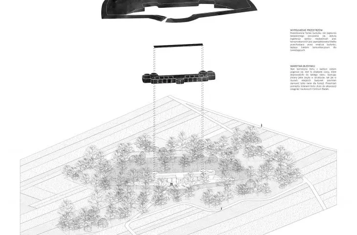 Tourist pavilion in the auxiliary fort
