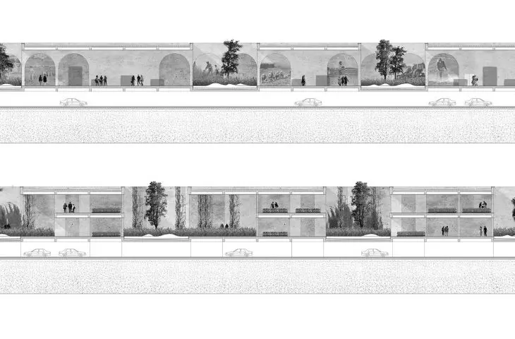 Cross sections through the Research Center building