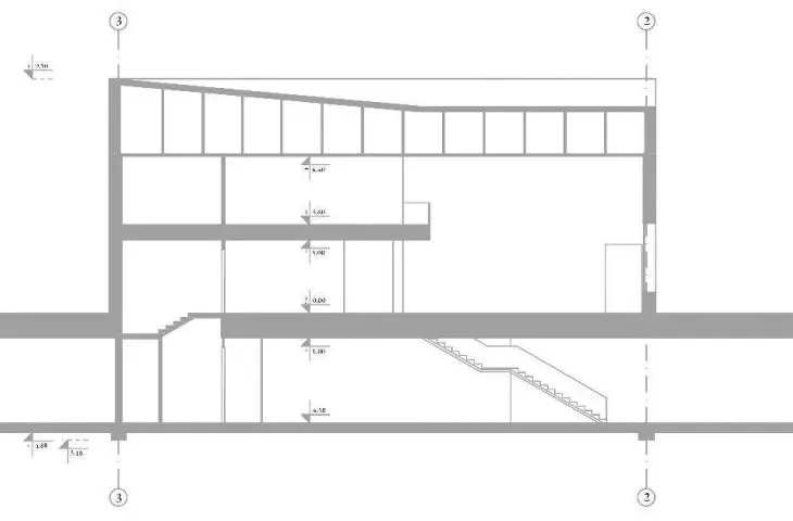 cross-section of pavilion C-C