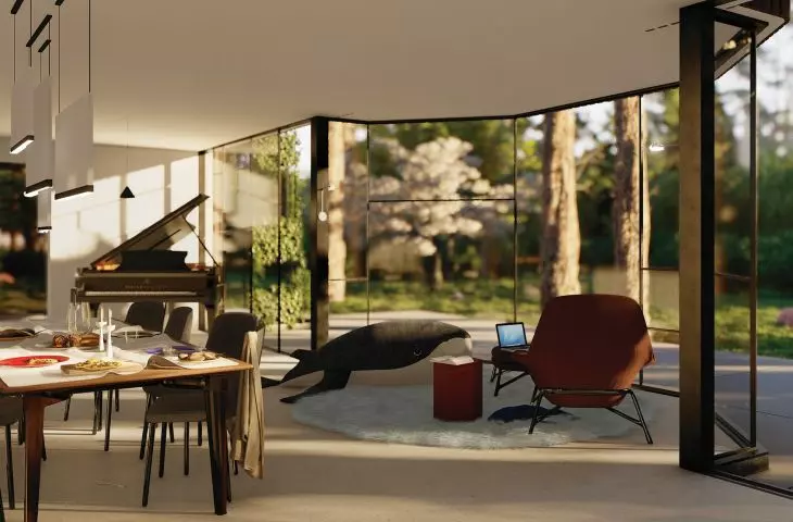 House in Column, dining room