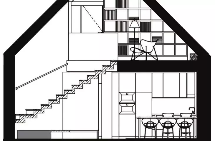 Cross-section A-A of the lodge