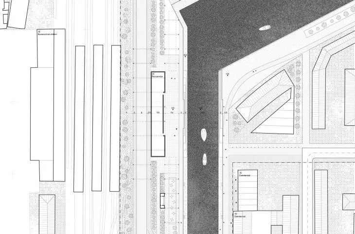 detail of the first stop for the barge