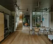 living room with dining room