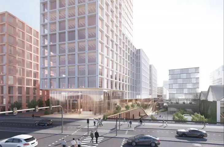 Office building; view from Grohman Avenue