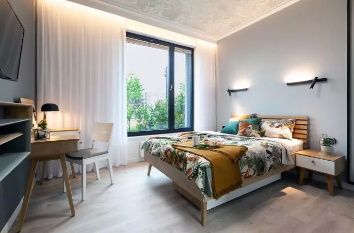 The bedroom of a Gdansk apartment