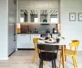 Mirrored kitchen cabinets