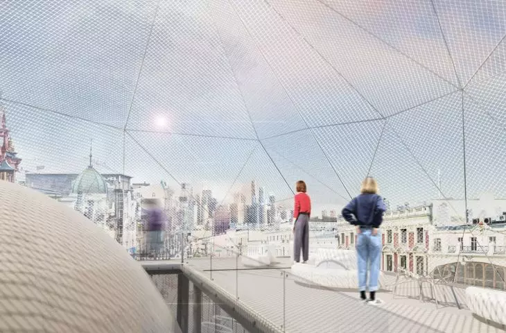 Cinema of the future in Lodz, view after the roof is opened