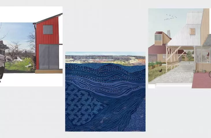 Collages on display at the Polish Pavilion